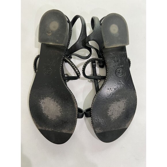 Chanel Embellished Strappy CC Sandals in Black - Picture 6 of 6